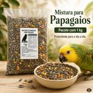 Alimento Para Papagaio 1kg Mistura Com Aveia Painço Cártamo Extrusado Girassol E Sementes