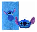 Almofada 2 Em 1 Manta Com Zíper Stitch Disney Cor Azul