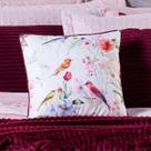 Almofada Blend Pássaros Estampada Avulsa Cheia em Veludo Suede com Enchimento em Refil Silicone
