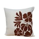 Almofada bordada em linho flora terracota 50x50