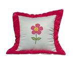 Almofada Branca Bordada com Aba Rosa Pink Almofada Branca Bordada com Aba Rosa Pink