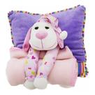 Almofada Cachorro Com Manta Roxo/Pink - Pelúcia Almofada Cachorro Com Manta Roxo/Pink - Pelúcia