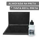 Almofada Carimbeira Escritório N4 Preta + 1 Tinta Refil 40ml