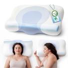 Almofada cervical Bedsure - travesseiro de espuma viscoelástica ergonômico e ortopédico para alívio de dor no pescoço, design de dupla face que acomoda suavemente a cabeça e oferece suporte para quem dorme de lado e de costas