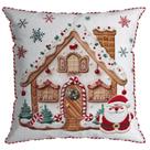 Almofada Cheia Natalina Casa de Doces do Papai Noel 43cmx43cm