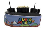 Almofada Com Bolso Porta Pipoca Balde + Copos Super Mario