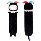 Almofada corporal comprida de pelúcia para gatos, linda almofada de pelúcia de palhaço de Halloween para gatos, brinquedos de pelúcia Kawaii para crianças, meninos e meninas (pretos, 61 cm/24 polegadas)