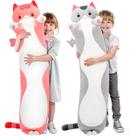 Almofada corporal de pelúcia para gatos Mewaii Long Cat 50 cm a 130 cm rosa