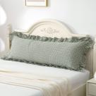 Almofada corporal Sham Silnuo verde/branco xadrez de algodão com babados Almofada corporal Sham Silnuo verde/branco xadrez de algodão com babados