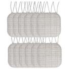 Almofada de cadeira Sweet Home Collection, almofadas de espuma viscoelástica com gravatas, padrão de favo de mel, antiderrapante, capa de assento redonda quadrada de 16" x 16", pacote com 12, pacote com 4 Aria Silver/Cream
