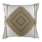 Almofada De Linho Cru Com Aplicação E Bordado Fino Ocre 52Cm - Decortextil