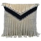 Almofada De Linho Cru Com Aplicação Macramê Preto 52Cm - Decortextil
