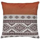 Almofada De Linho Tribal Geometria Terracota Com Preto 43x43
