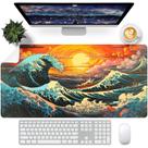 Almofada de mesa FreeNook Japanese Sea Wave PU Leather 80x40cm