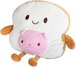 Almofada de pão fatiado de pelúcia Huoguo Toast Baguette Food Stuffed Food Kawaii Animal Cat Toast Toast Toast Toast, travesseiro para abraçar o sofá, decoração fofa - 17,7”