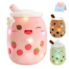 Almofada de pelúcia Athoinsu Light Up Strawberry Milky Tea 38 cm