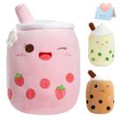 Almofada de pelúcia Athoinsu Pink Strawberry Boba Tea 50 cm com luz LED