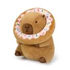 Almofada de pelúcia Ditucu Cute Capivara com capacete de rosquinha de 28 cm para crianças