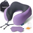 almofada de pescoço napfun Travel, espuma viscoelástica com máscara de dormir, tampões de ouvido