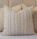 Almofada de Tricot Trança Larga Offwhite Quadrada