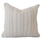 Almofada De Tricot Trança Larga Offwhite Quadrada Tipo:completa
