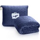 Almofada de viagem EverSnug Premium cobertor de avião macio 2 em 1 com bolsa macia, fronha, capa de bagagem de mão e clipe de mochila (azul marinho)