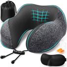 Almofada de viagem ExploreBliss Memory Foam com conjunto de acessórios