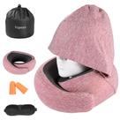 Almofada de viagem Vzpeun com capuz, pescoço, espuma viscoelástica, vermelha, avião
