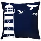Almofada Decorativa Azul E Branco Tema Marítimo Sarja 45x45