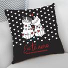 Almofada Decorativa Cheia c/ Zíper 25x25 Presente Gatinhos Namorados
