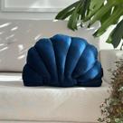 Almofada Decorativa Concha em Veludo Azul Marinho Almofada Decorativa Concha em Veludo Azul Marinho
