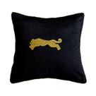 Almofada decorativa de luxo bordada em preto e dourado Almofada decorativa de luxo bordada em preto e dourado