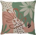 Almofada decorativa linho folhagem verde e rosa
