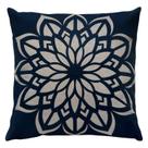 Almofada Em Linho E Veludo Mandala Flor Areia E Azul 50x50