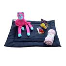 Almofada Jeans Pet, Com 01 Manta, 01 Brinquedos Pelúcia, 01 Borracha Maciça