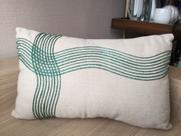 Almofada Linho Bege aplique Rami Verde 35 x 52 cm
