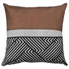 Almofada Linho Bege Com Faixa Decorativa Estilo Couro 45x45