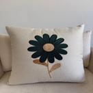Almofada Linho Bordada Margarida 45x45 com Enchimento