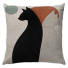 Almofada Linho Bouclé Gatos Terracota Verde Bege Cru 50x50