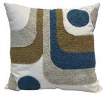 Almofada linho cru 52x52 c/aplic boucle azul mod 1