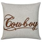 Almofada Linho Cru Aplicação Em Couro Cowboy Country 50x50