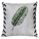 Almofada Linho Cru Estampa Bananeira Costela Folhagem 45x45