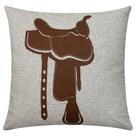 Almofada Linho E Couro Cavalo Boi Cowboy Fazenda Haras 50x50