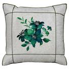 Almofada Linho Folhagem Limão Flor Verde Com Drapeado 45x45