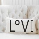 Almofada Love Retangular Algodão Estampada 30x50cm Preta