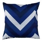 Almofada Náutica Âncora De Navio Chevron Azul C/ Bege 45x45