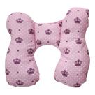 Almofada Para Pescoço Com Apoio de Cabeça para Bebe Cadeirinha e Bebê Conforto Passeio Coroas Rosa
