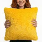 Almofada Pelúcia Pelo Curto Luxo Decoração Sala Amarelo 40x40 Novadecora