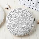 Almofada Redonda Estampada Mandala 45x45cm Durga Cinza Almofada Redonda Estampada Mandala 45x45cm Durga Cinza