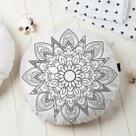 Almofada Redonda Estampada Mandala 45x45cm Indira Preto Almofada Redonda Estampada Mandala 45x45cm Indira Preto